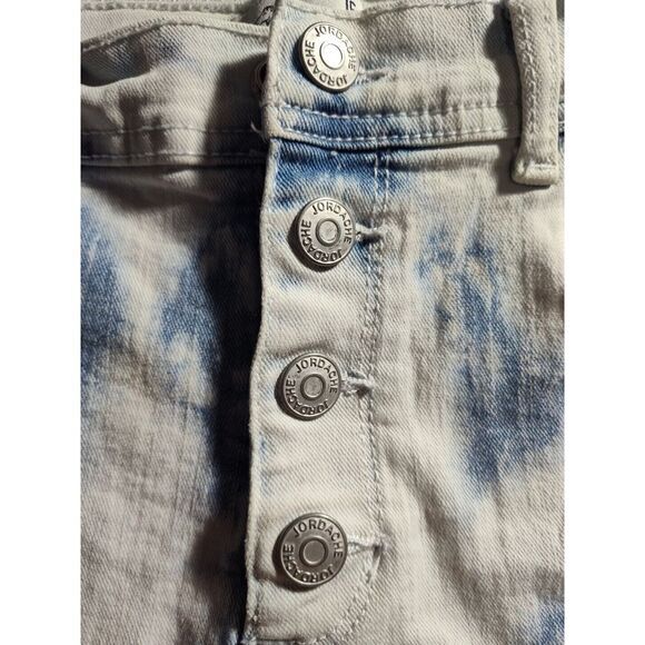 Vintage 90s Jordache Women's 28 Waist Tie Dye Denim Snap Shorts‎ - Picture 2 of 7
